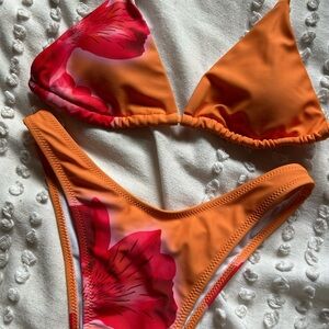 NWOT Floral Bikini Set Pink/Orange